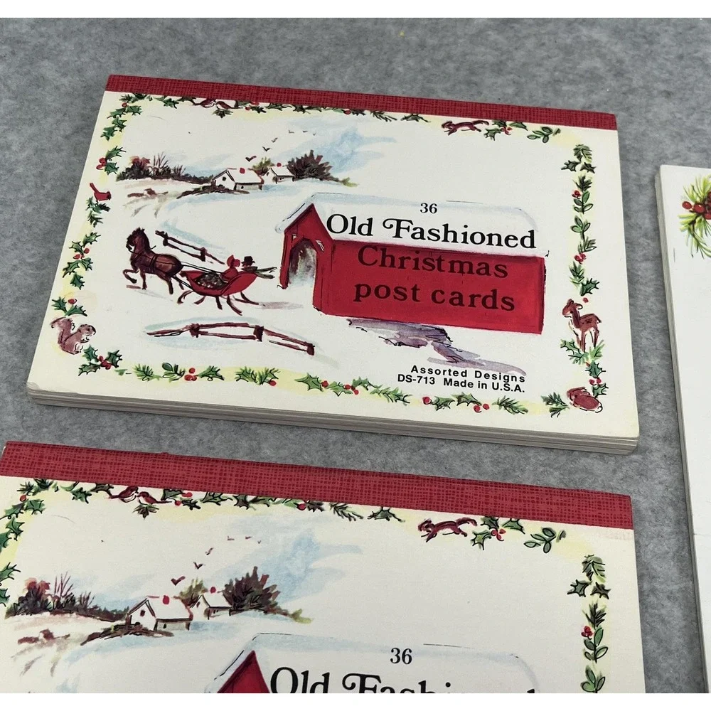 Vintage Old Fashioned Christmas Postcards Holiday Pads Made USA Snow‎ Scene READ